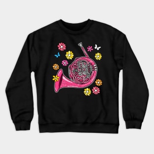 Mothers Day French Horn Mom Female Brass Musician Crewneck Sweatshirt